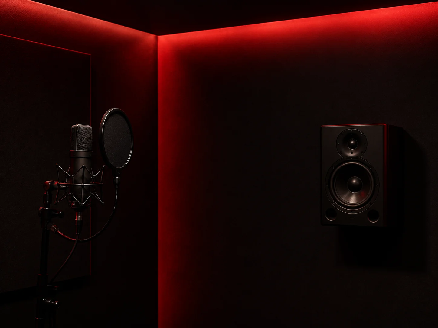 Recording studio vocal booth with microphone and monitor — studio cost guide Calgary
