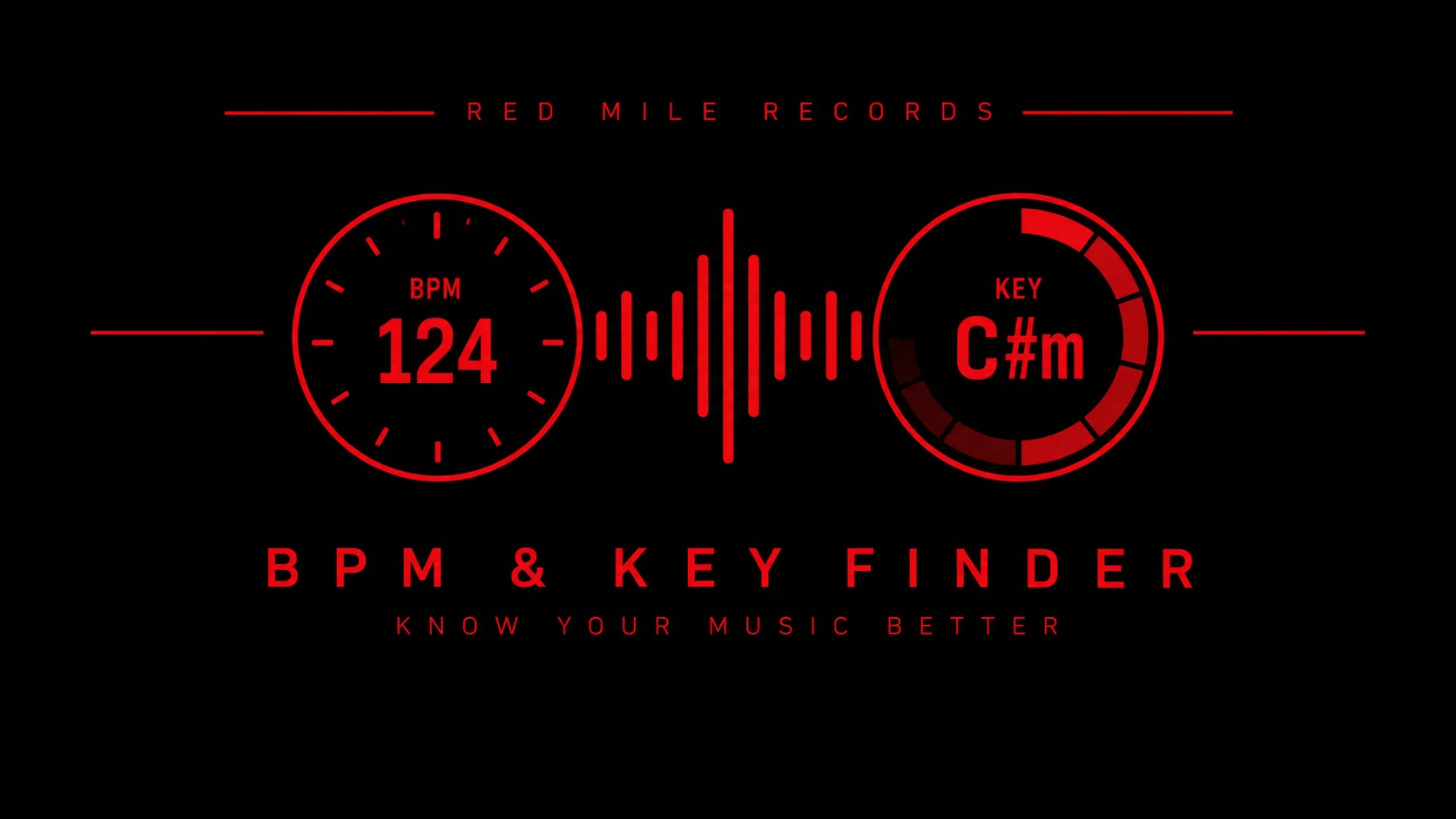 Red Mile Records BPM and Key Finder tool showing 124 BPM and C sharp minor
