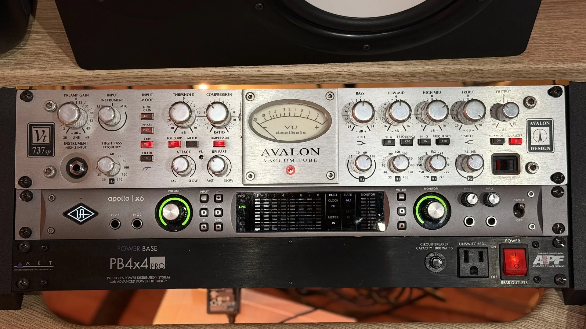 Avalon 737SP channel strip outboard preamp in Red Mile Records mixing studio Calgary