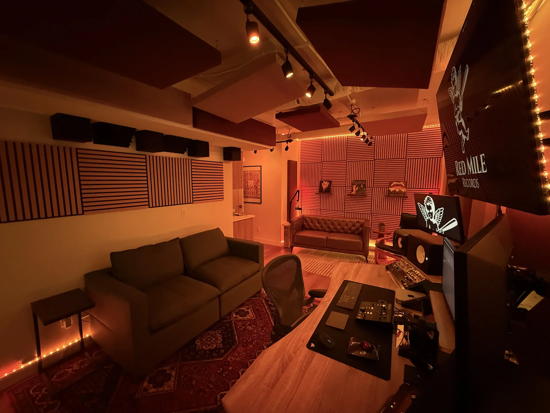 Red Mile Records studio lounge and control room Calgary